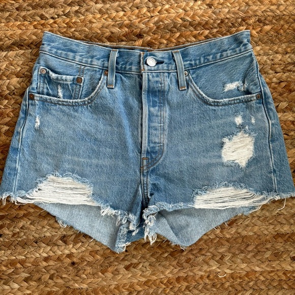 Levi's Pants - Levi’s Premium Distressed High Waisted Denim Shorts Size 28